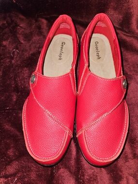 GEOELEPH Red Casual Slip-On Loafers for Women